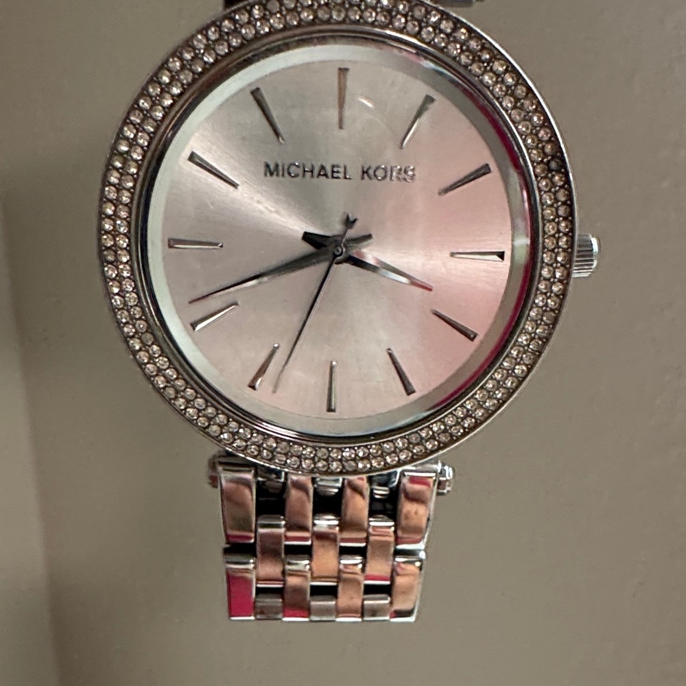 Michael Kors Silver Crystal-Embellished Watch